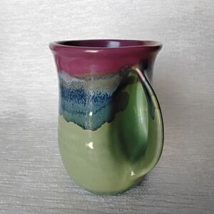 Handthrown Hand warming Multicolor Ceramic Mug Cup Right Handed
